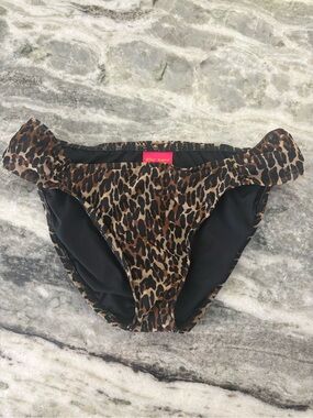 Betsey Johnson Vintage Y2K Leopard Print Bikini Bottoms - Brown & Black